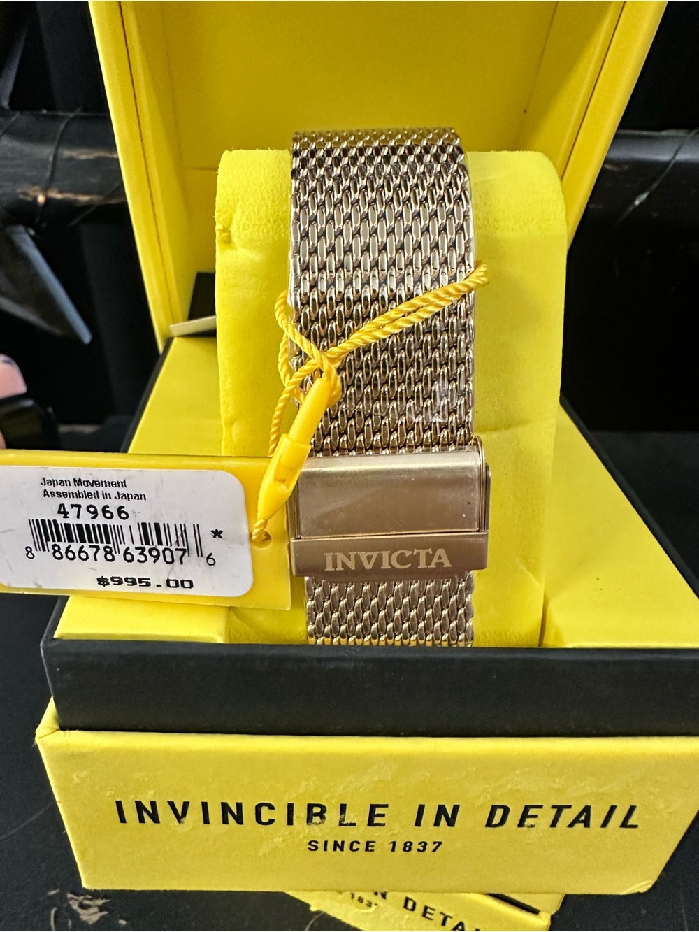 Invicta Gold Mesh Bracelet Watch with Yellow Accents - Picture 2 of 2